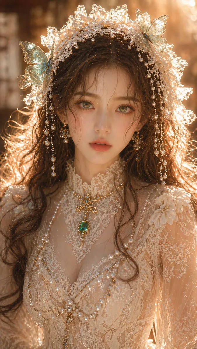 做梦幻东方女性肖像提示词图 成品示范
