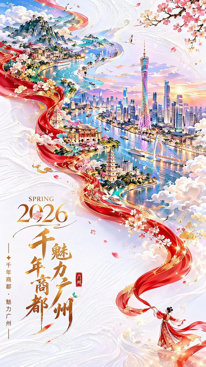 做春季广州城市海报图 成品示范