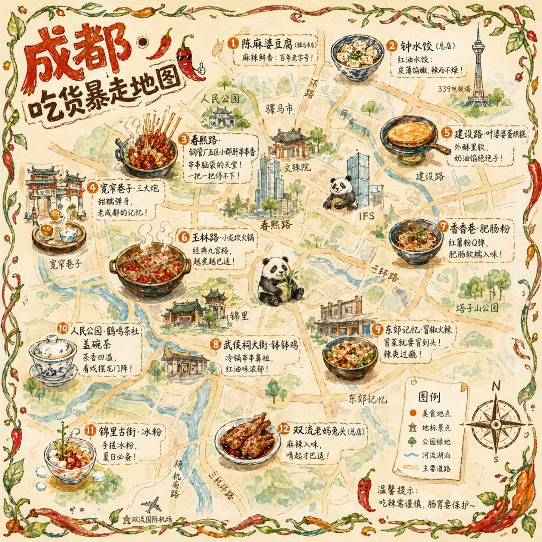 做手绘城市美食地图 成品示范